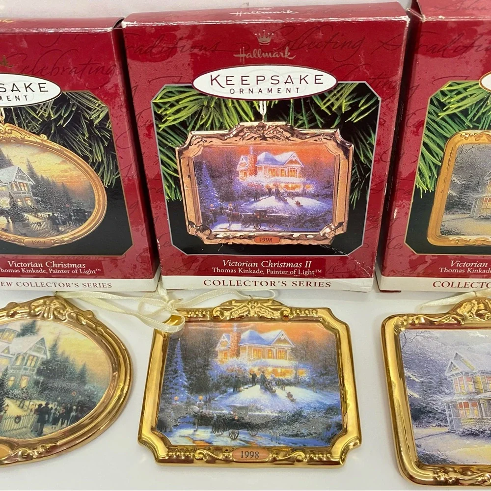 Lot of 4 Hallmark Keepsake Ornaments Victorian Christmas & Christmas Gathering